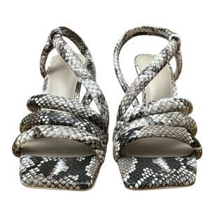 MERCEDES CASTILLO Sz 7 37 Snakeskin Emboss Leather Asymmetric Slingback Sandals